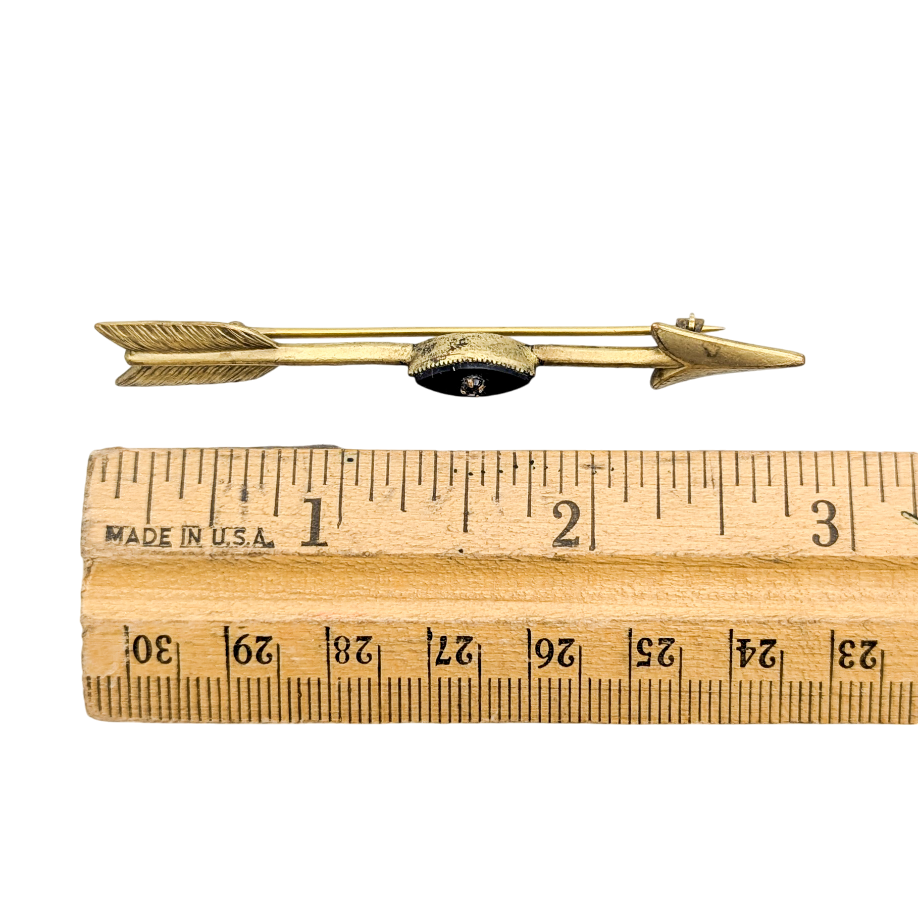 Antique Victorian Arrow Onyx Inlay Brooch