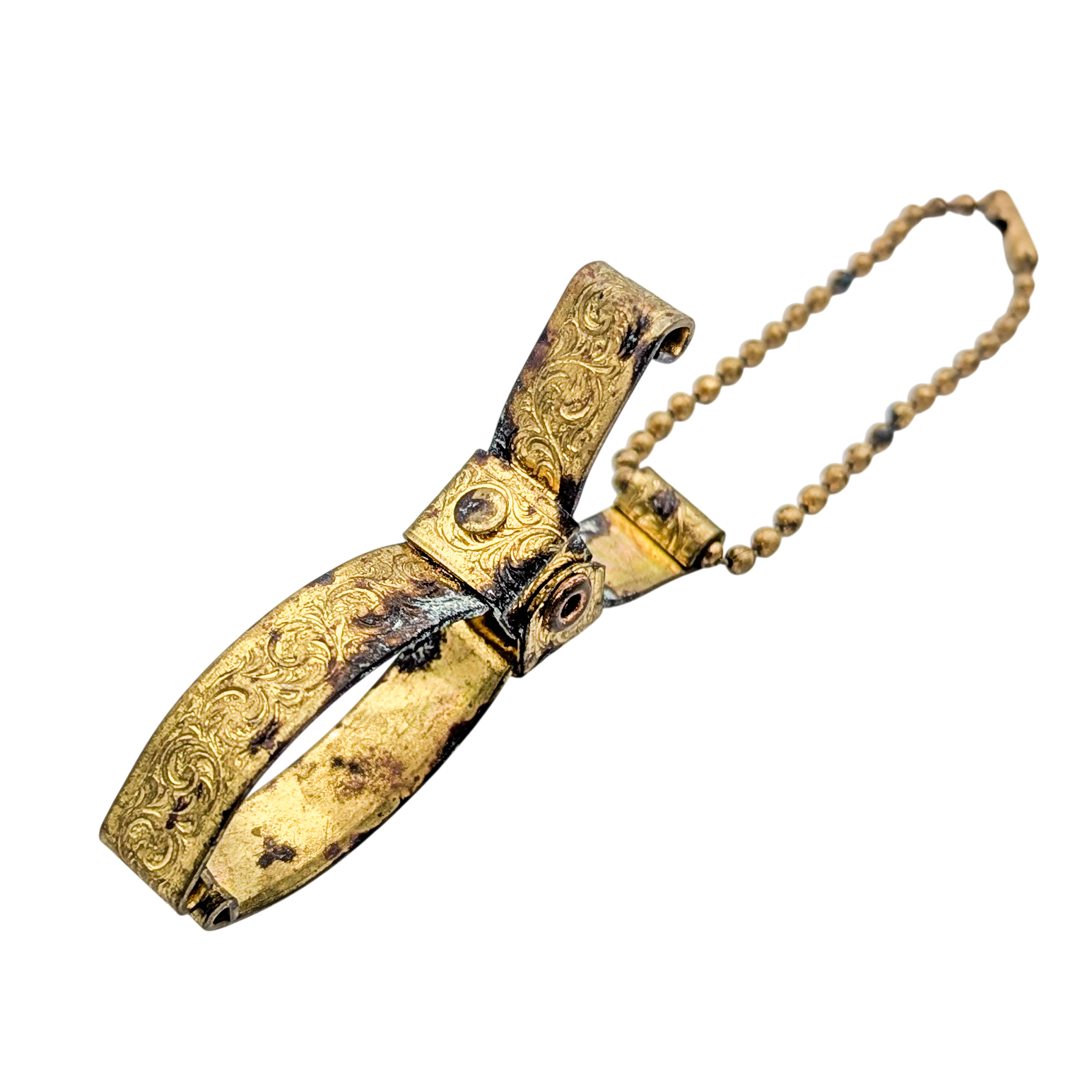 Vintage Ornate Gold Tone Glove Clip Keychain