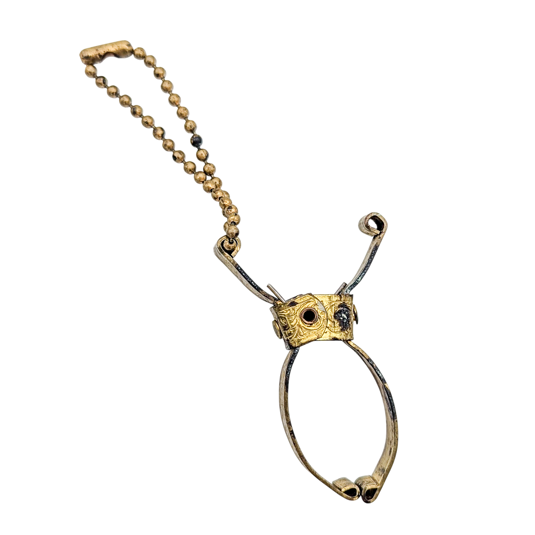 Vintage Ornate Gold Tone Glove Clip Keychain