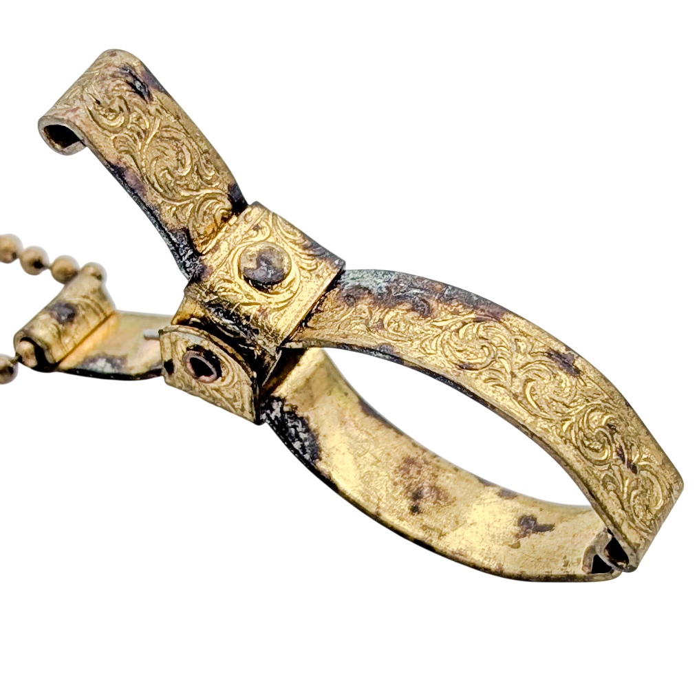 Vintage Ornate Gold Tone Glove Clip Keychain