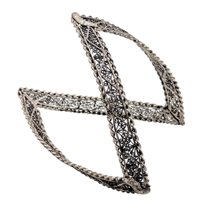 Vintage Silver Filigree Chevron Bangle