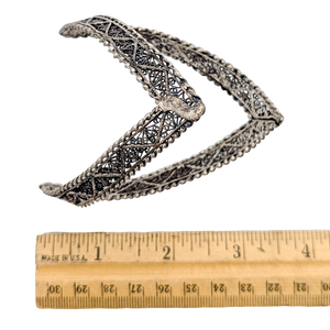 Vintage Silver Filigree Chevron Bangle