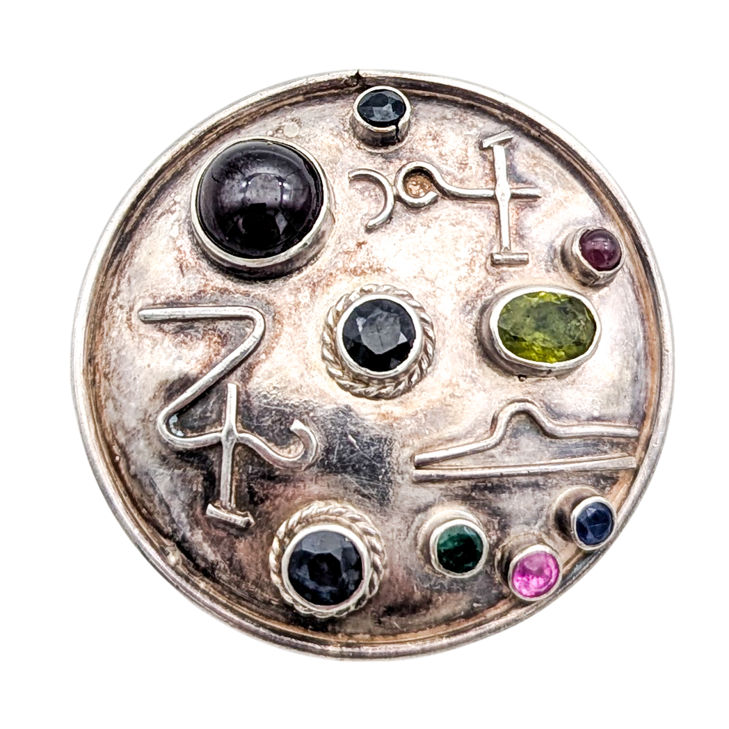 Vintage Sterling Silver Jeweled Constellation Pendant Brooch