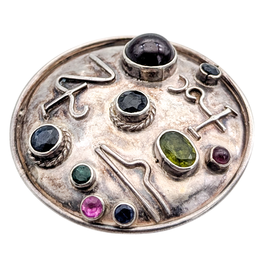 Vintage Sterling Silver Jeweled Constellation Pendant Brooch