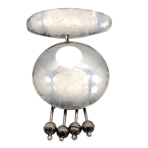Mid-Century Sterling Silver Modernist Dangle Brooch