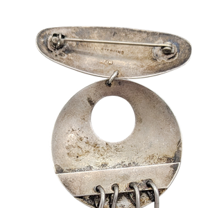 Mid-Century Sterling Silver Modernist Dangle Brooch