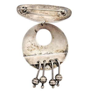 Mid-Century Sterling Silver Modernist Dangle Brooch