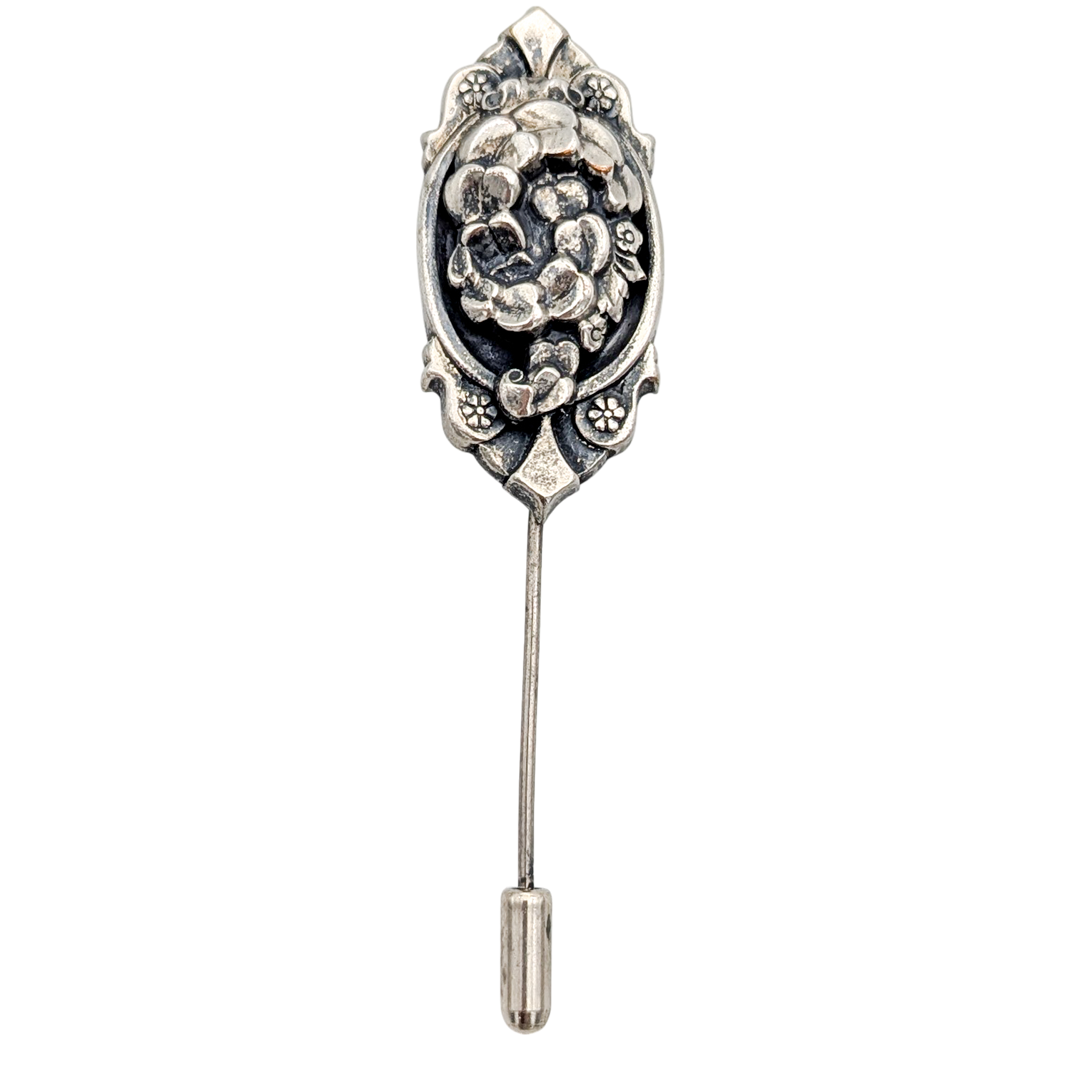 Vintage Art Deco Silver Repousse Hat Pin