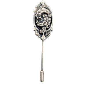 Vintage Art Deco Silver Repousse Hat Pin
