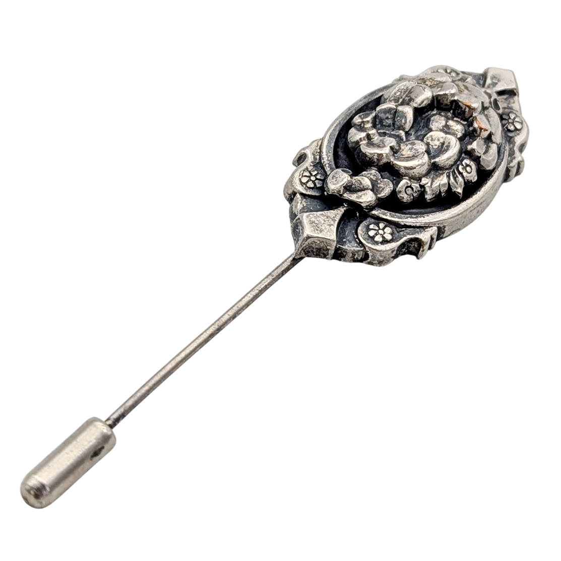 Vintage Art Deco Silver Repousse Hat Pin