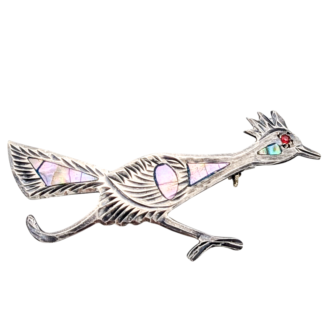 Vintage Sterling Silver JFCM Roadrunner Brooch