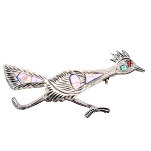 Vintage Sterling Silver JFCM Roadrunner Brooch