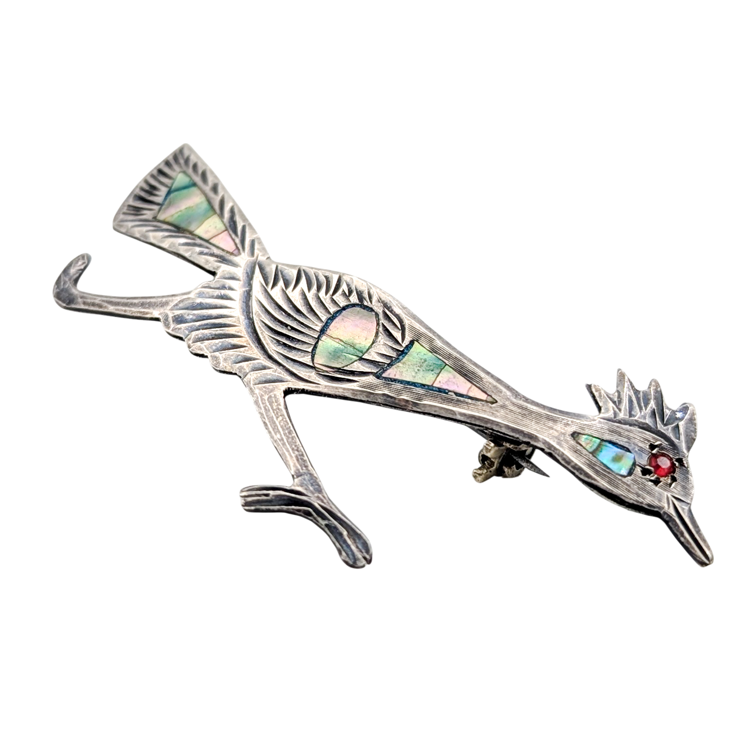 Vintage Sterling Silver JFCM Roadrunner Brooch