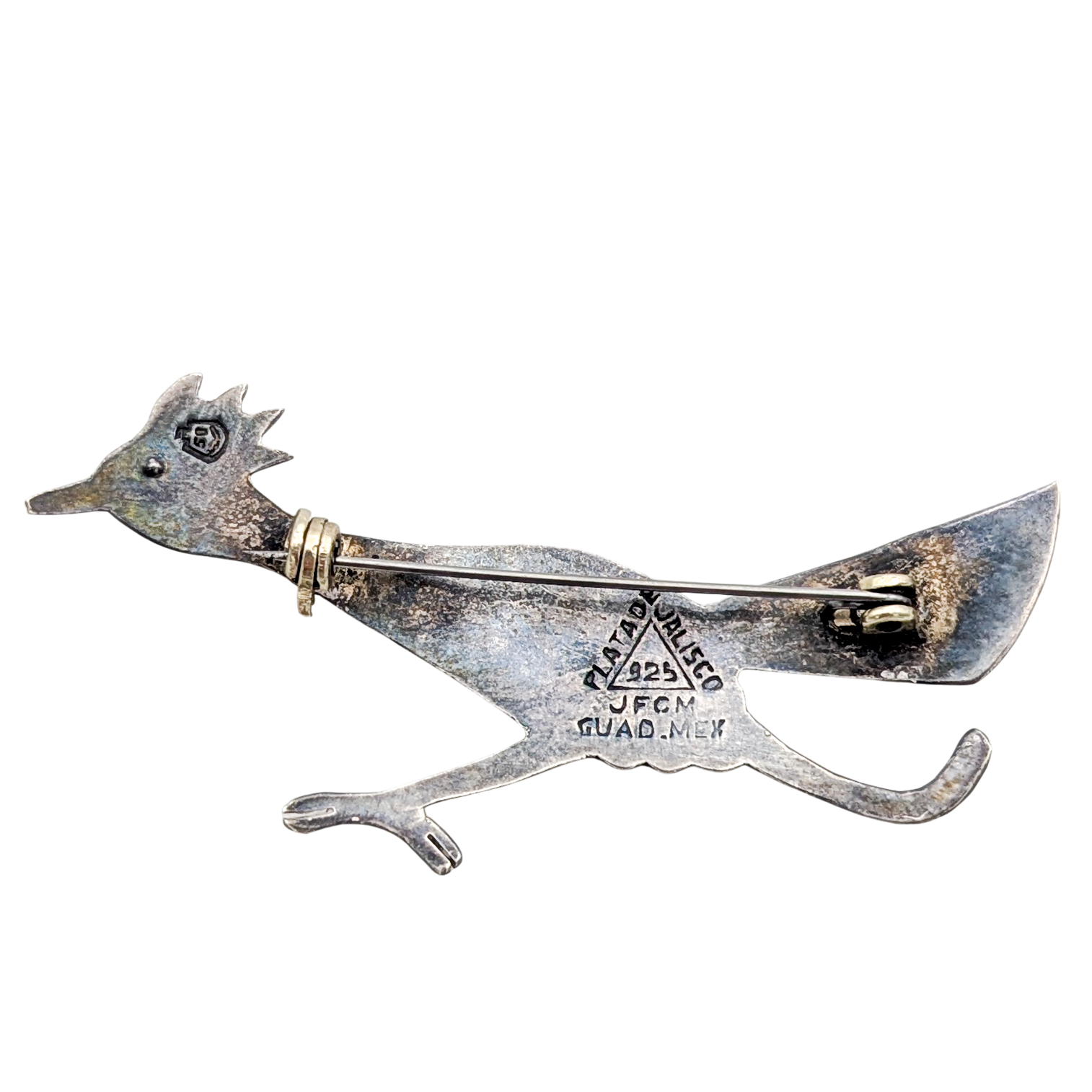 Vintage Sterling Silver JFCM Roadrunner Brooch