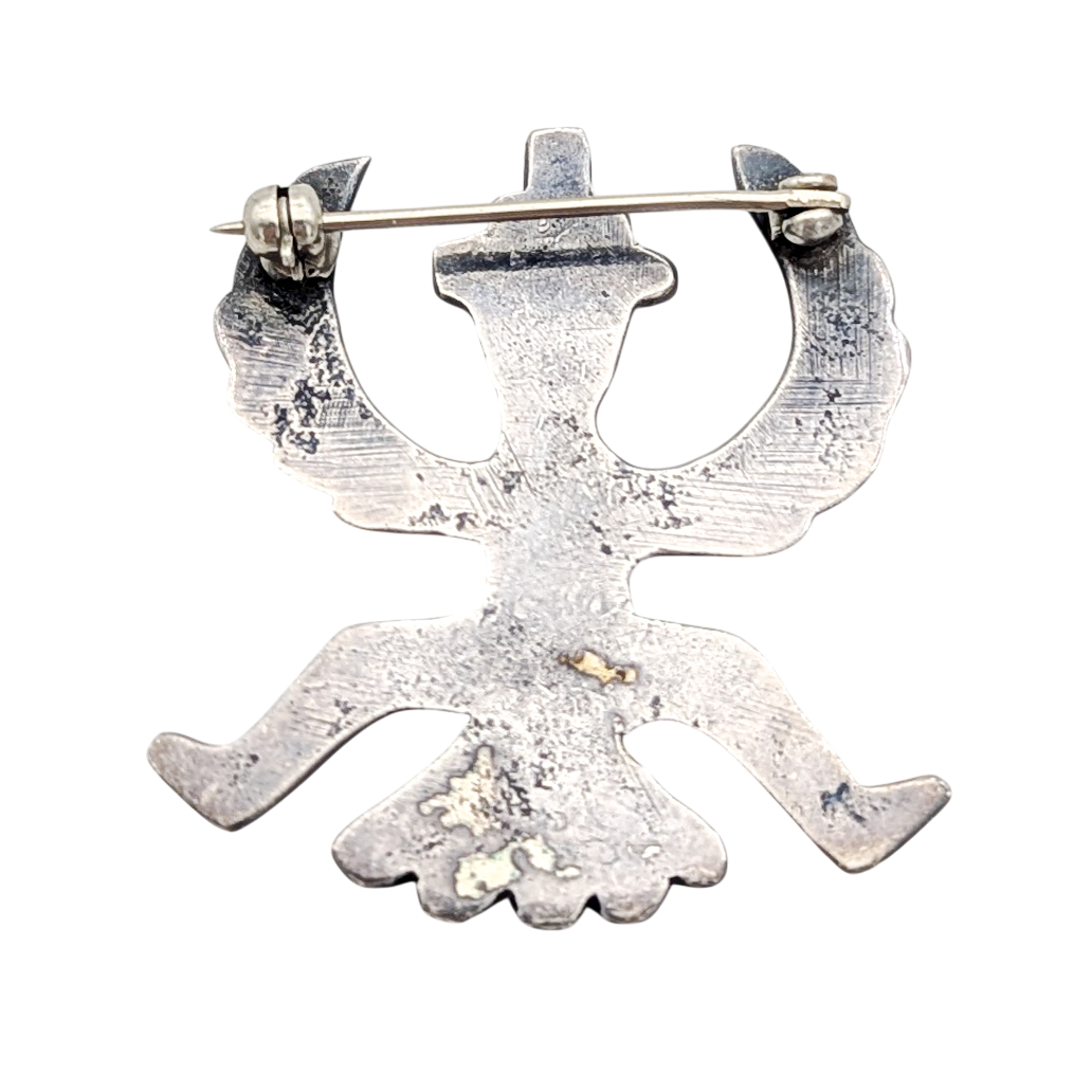 Vintage Sterling Silver Tufa Cast Knifewing Brooch