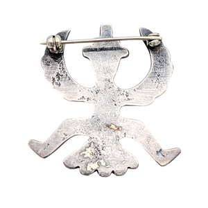 Vintage Sterling Silver Tufa Cast Knifewing Brooch