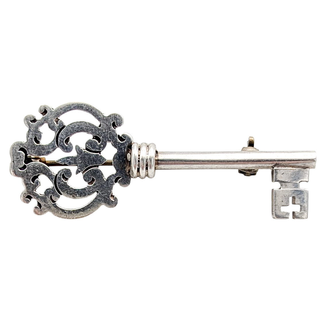 Vintage Taxco Sterling Silver Skeleton Key Brooch