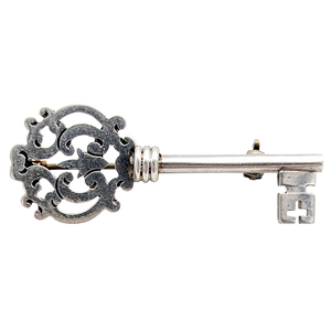 Vintage Taxco Sterling Silver Skeleton Key Brooch