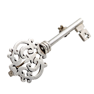 Vintage Taxco Sterling Silver Skeleton Key Brooch
