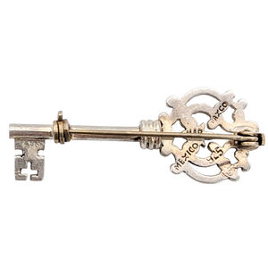 Vintage Taxco Sterling Silver Skeleton Key Brooch
