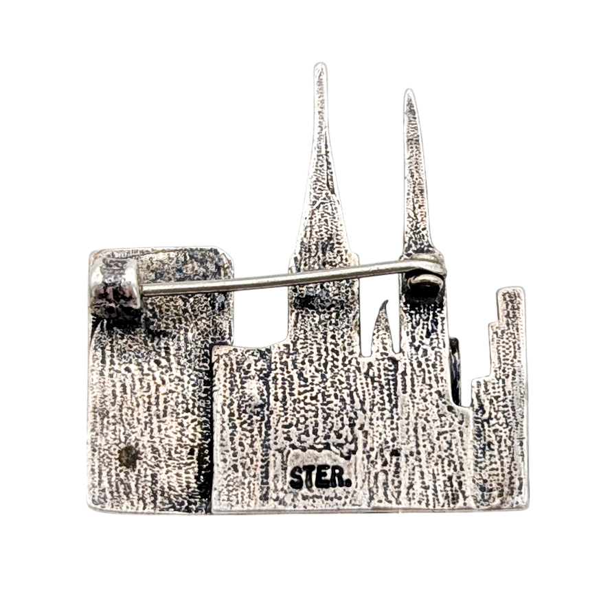 Vintage Sterling Silver City Skyline Brooch