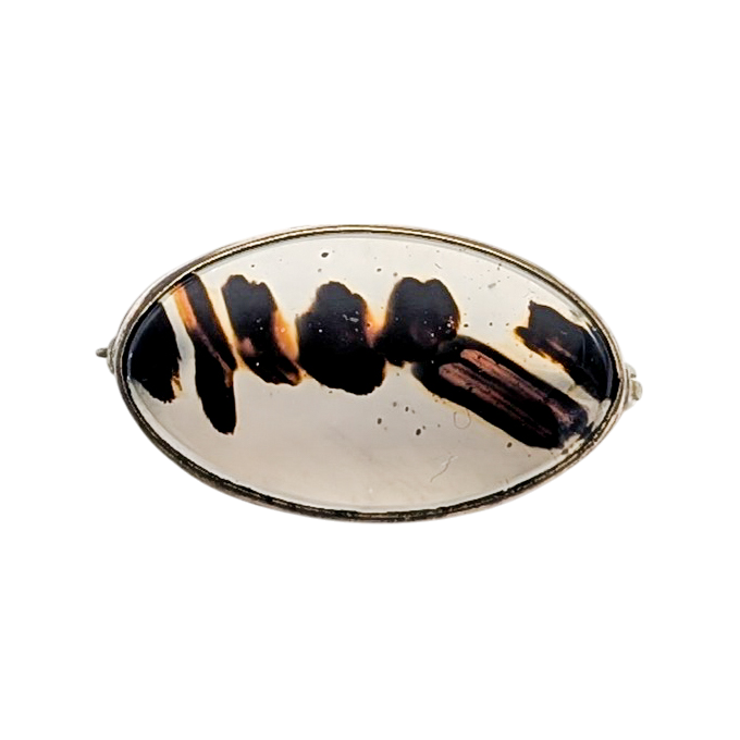 Antique Edwardian Gold Filled Montana Agate Brooch