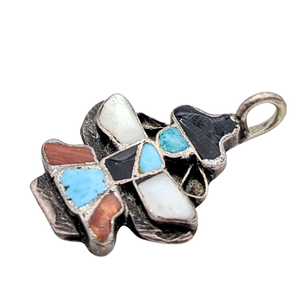 Vintage Sterling Silver Multi-Stone Kachina Pendant