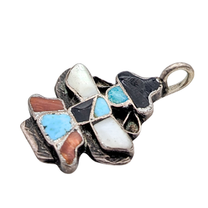 Vintage Sterling Silver Multi-Stone Kachina Pendant