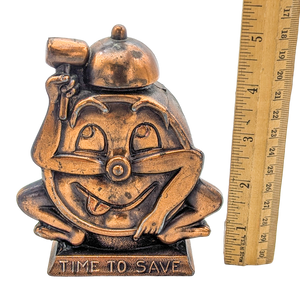 Vintage Time to Save Copper Clock Bank