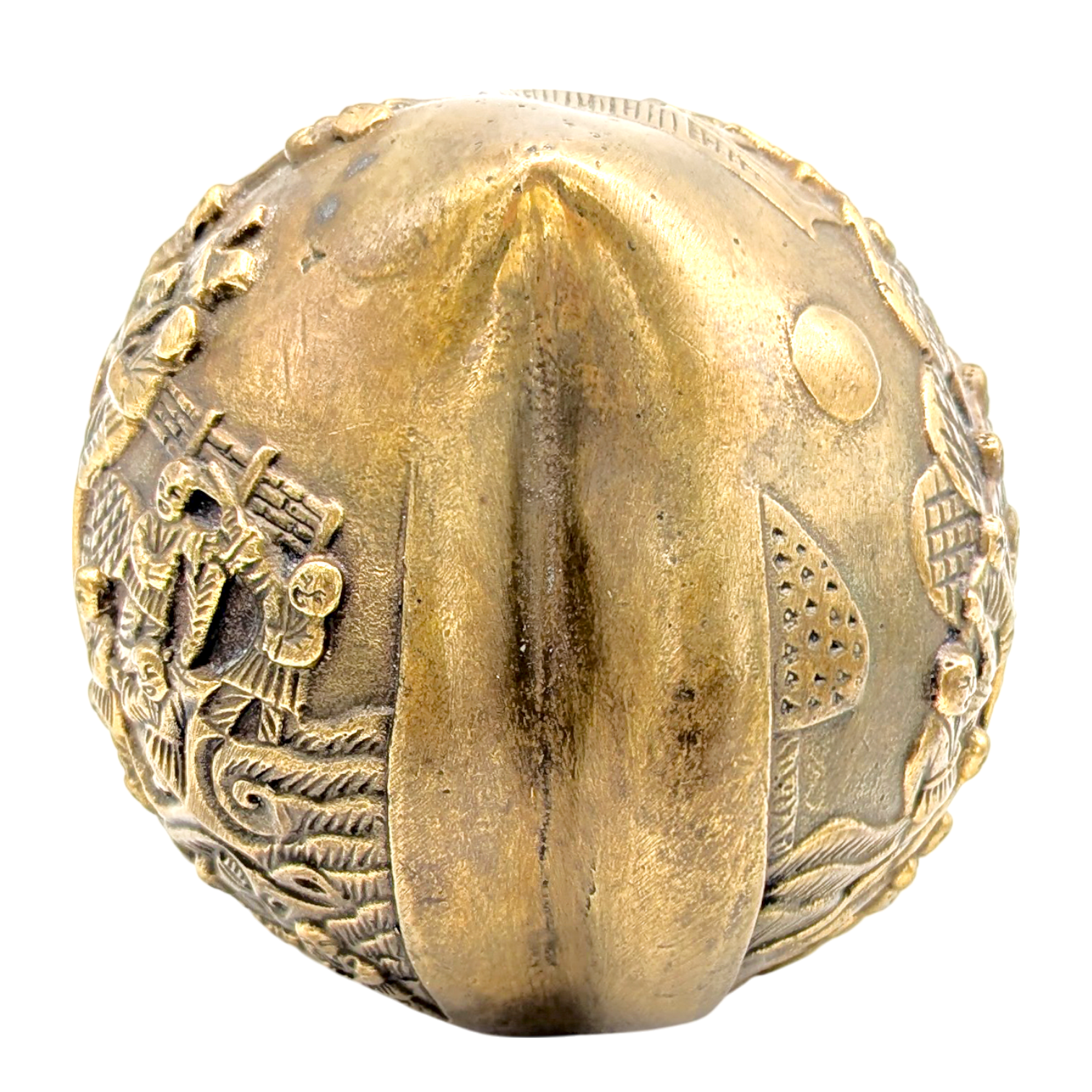 Vintage Chinese Brass Peach Sculpture