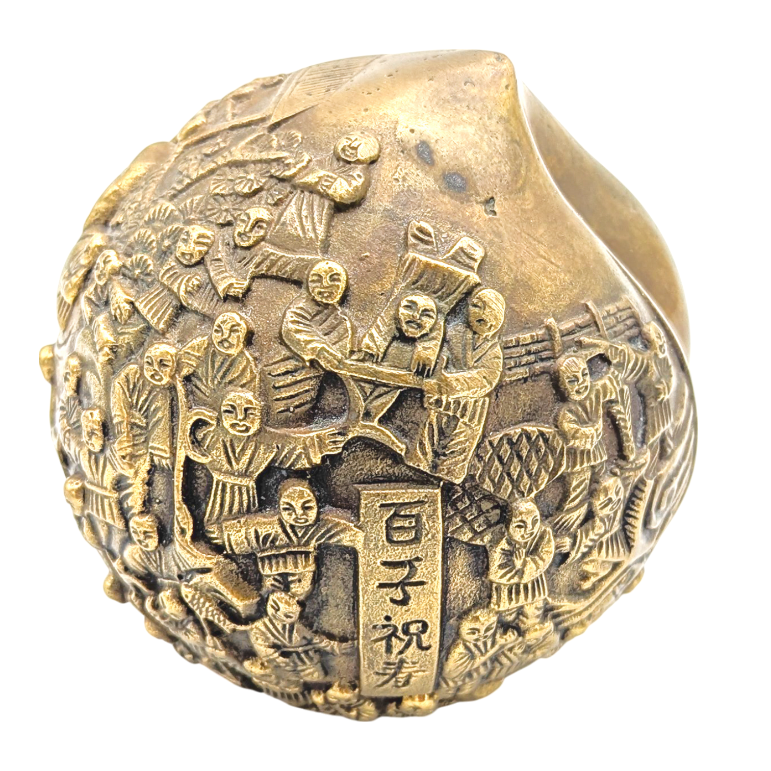 Vintage Chinese Brass Peach Sculpture