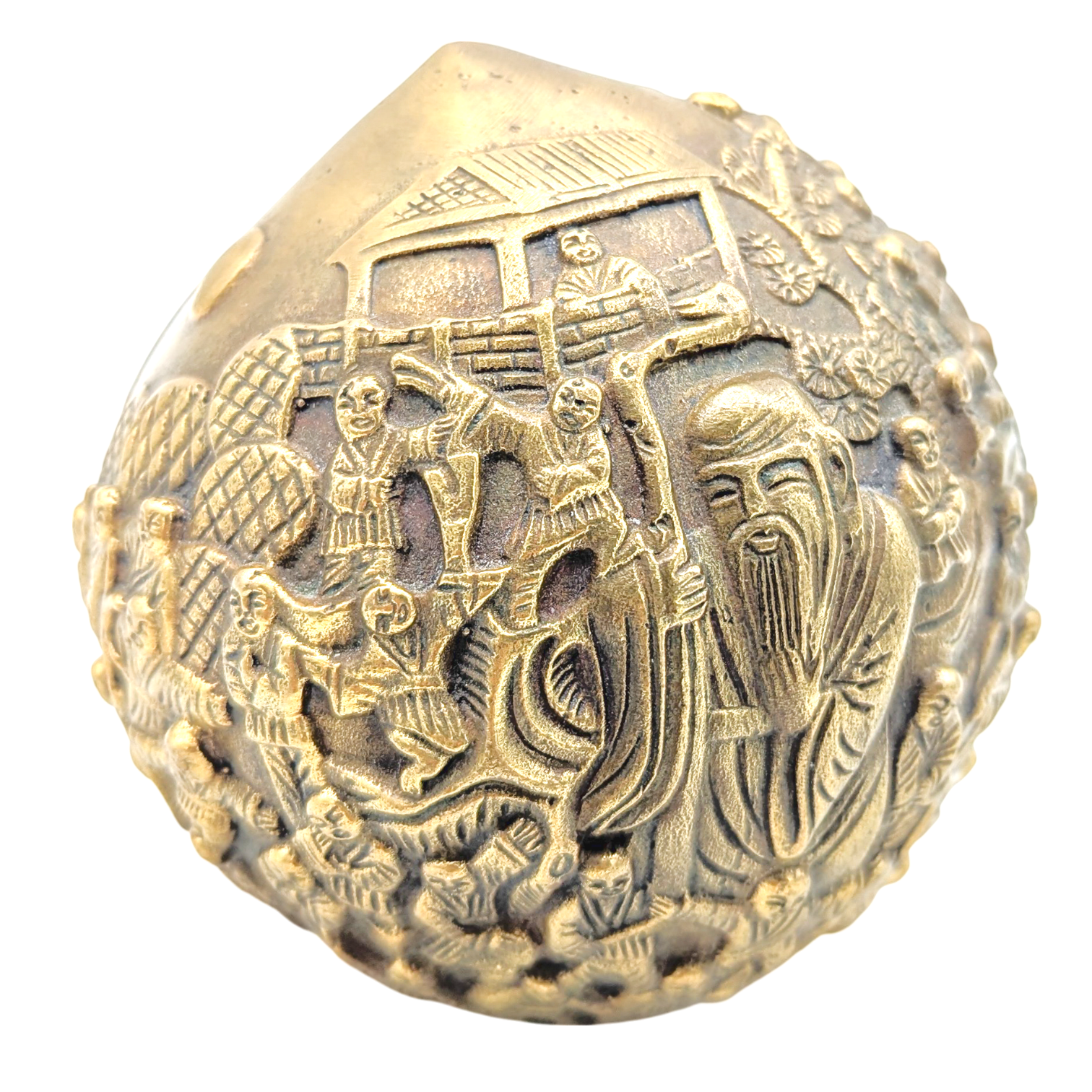 Vintage Chinese Brass Peach Sculpture