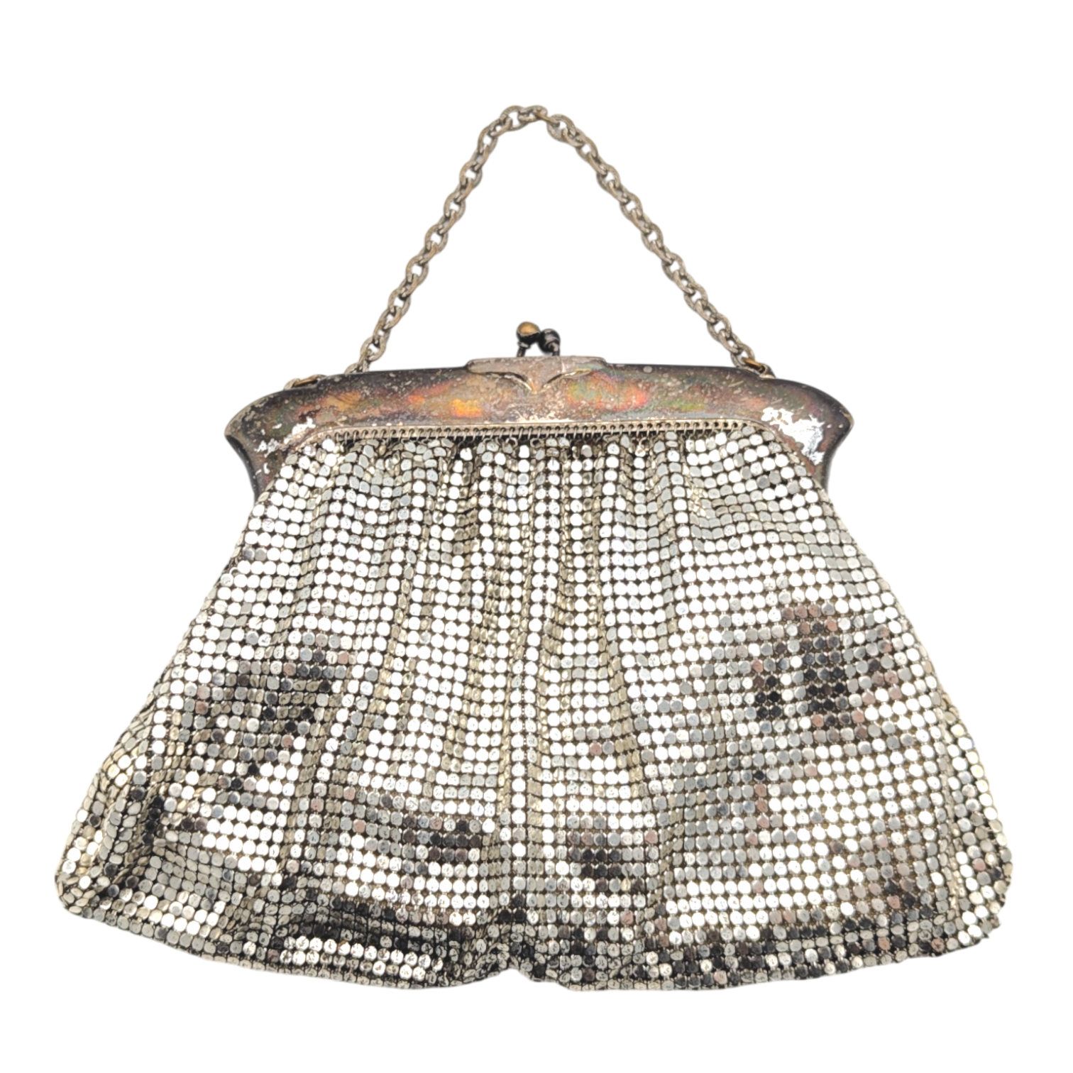 Vintage 1940s Whiting & Davis Silver Tone Mesh Purse