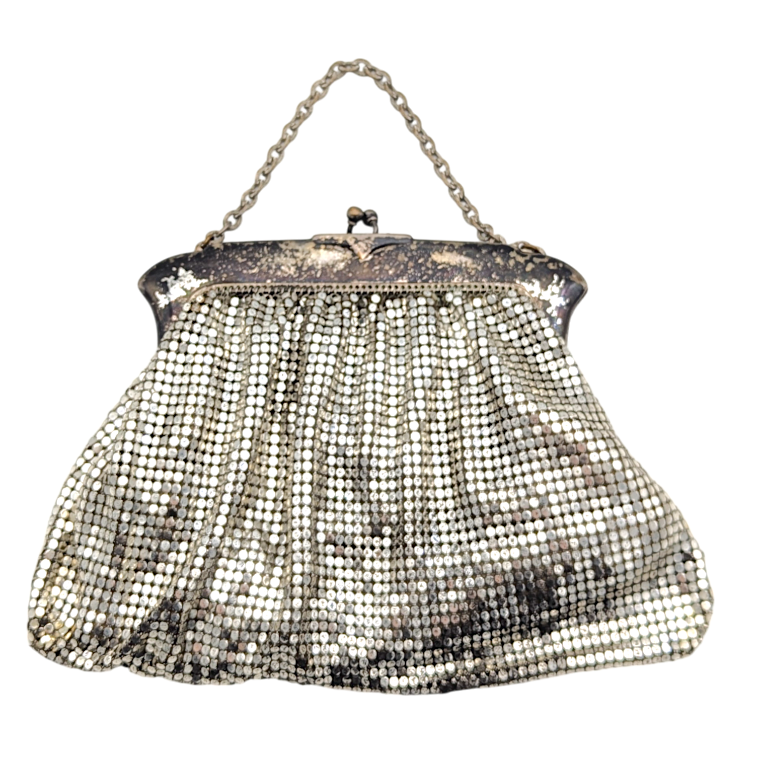 Vintage 1940s Whiting & Davis Silver Tone Mesh Purse