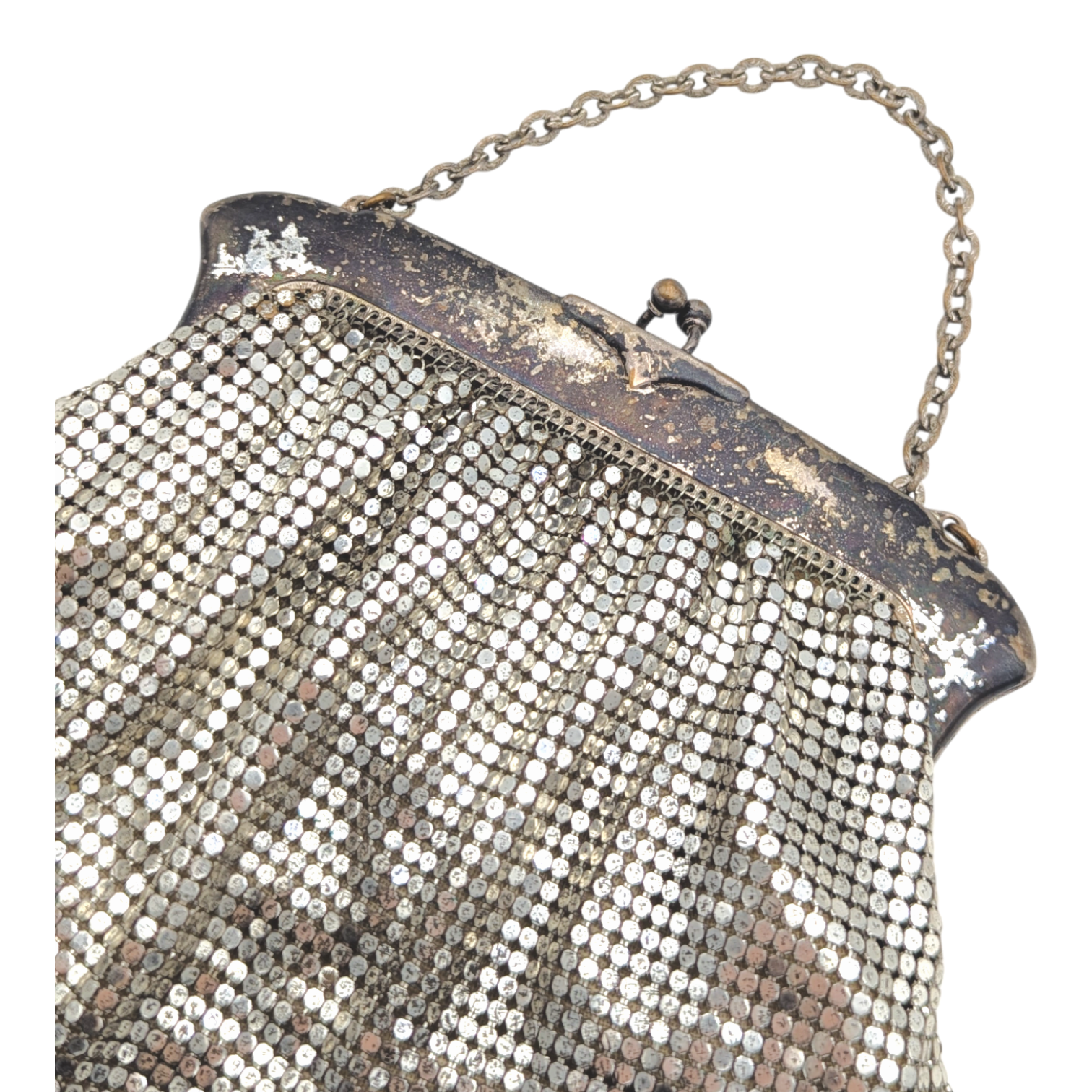 Vintage 1940s Whiting & Davis Silver Tone Mesh Purse