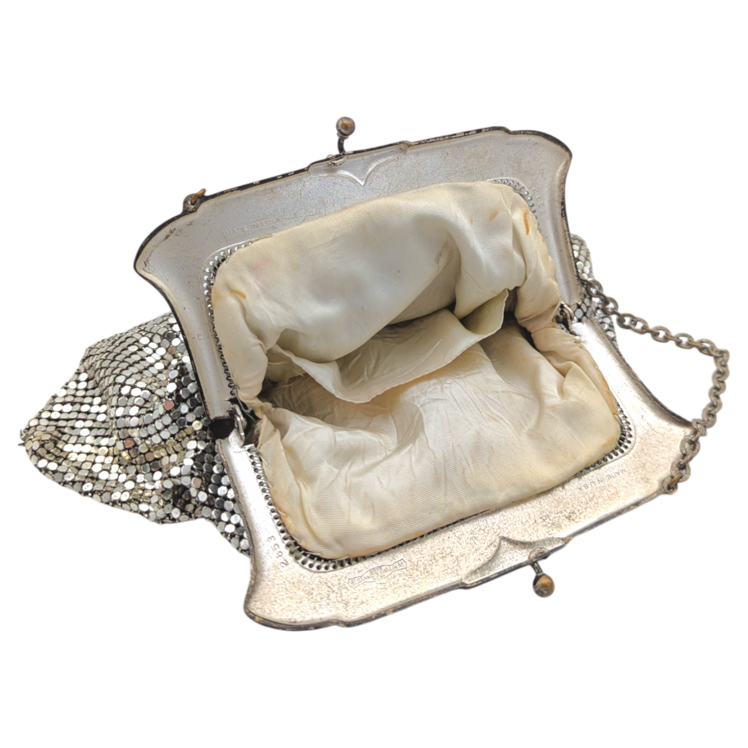 Vintage 1940s Whiting & Davis Silver Tone Mesh Purse