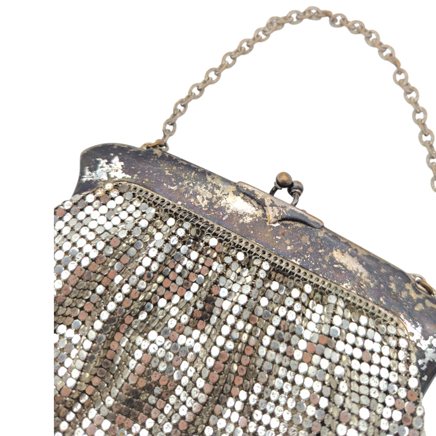 Vintage 1940s Whiting & Davis Silver Tone Mesh Purse