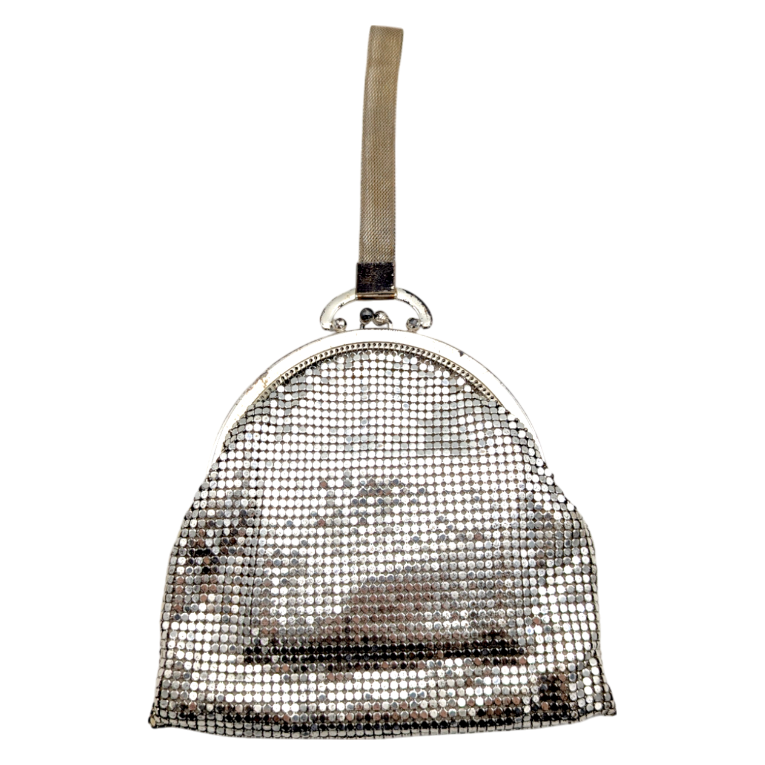 Vintage Silver Tone Mesh Wristlet Purse