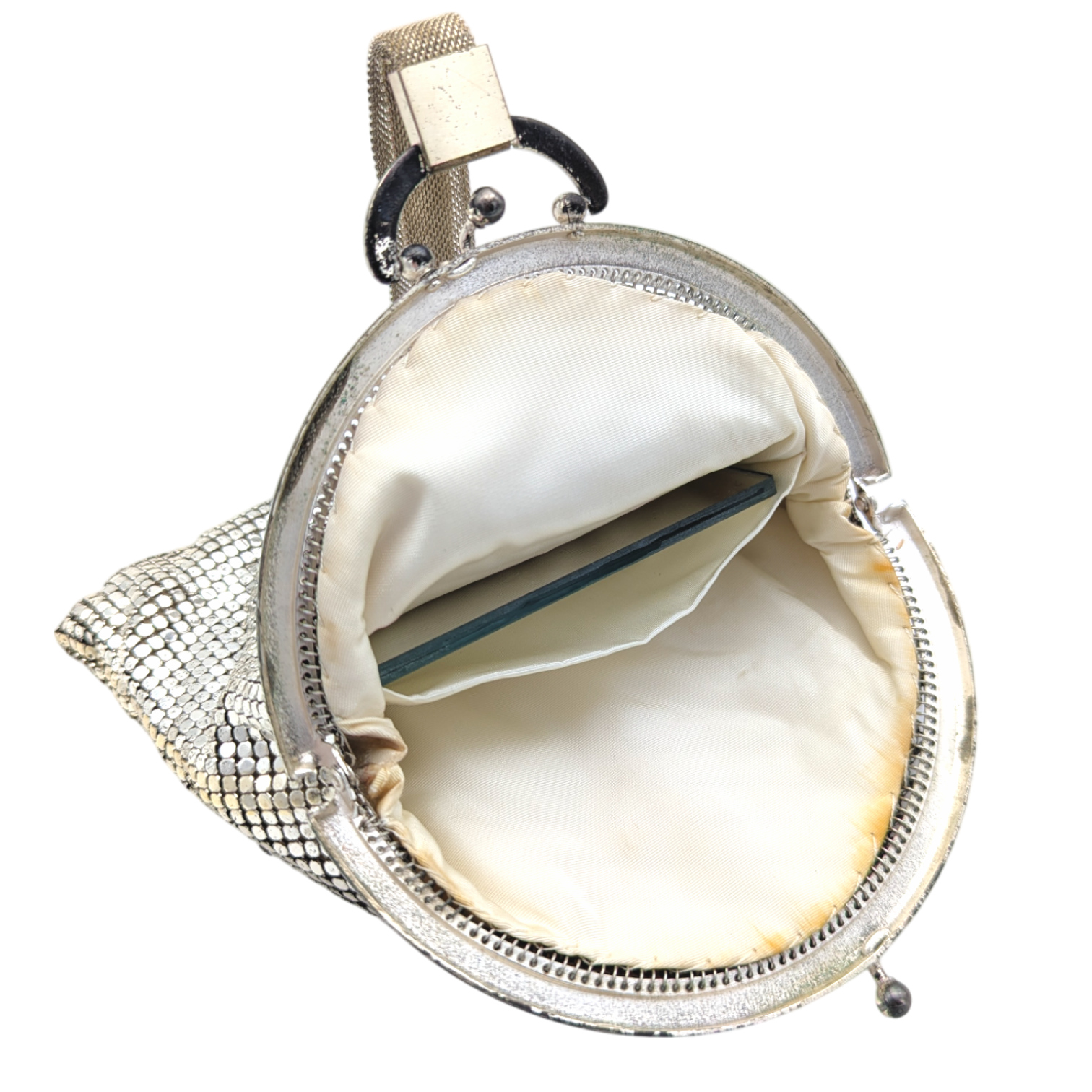 Vintage Silver Tone Mesh Wristlet Purse