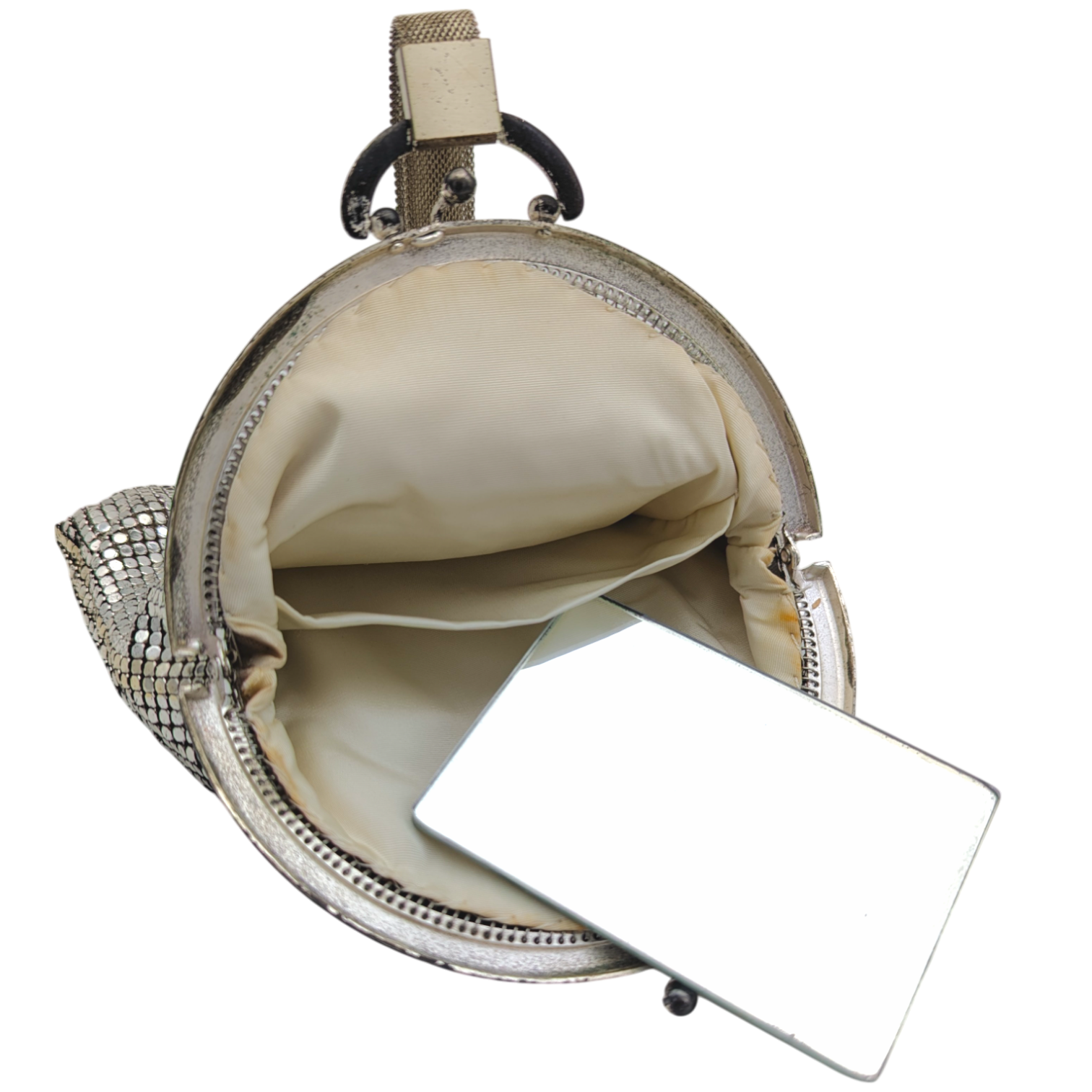 Vintage Silver Tone Mesh Wristlet Purse