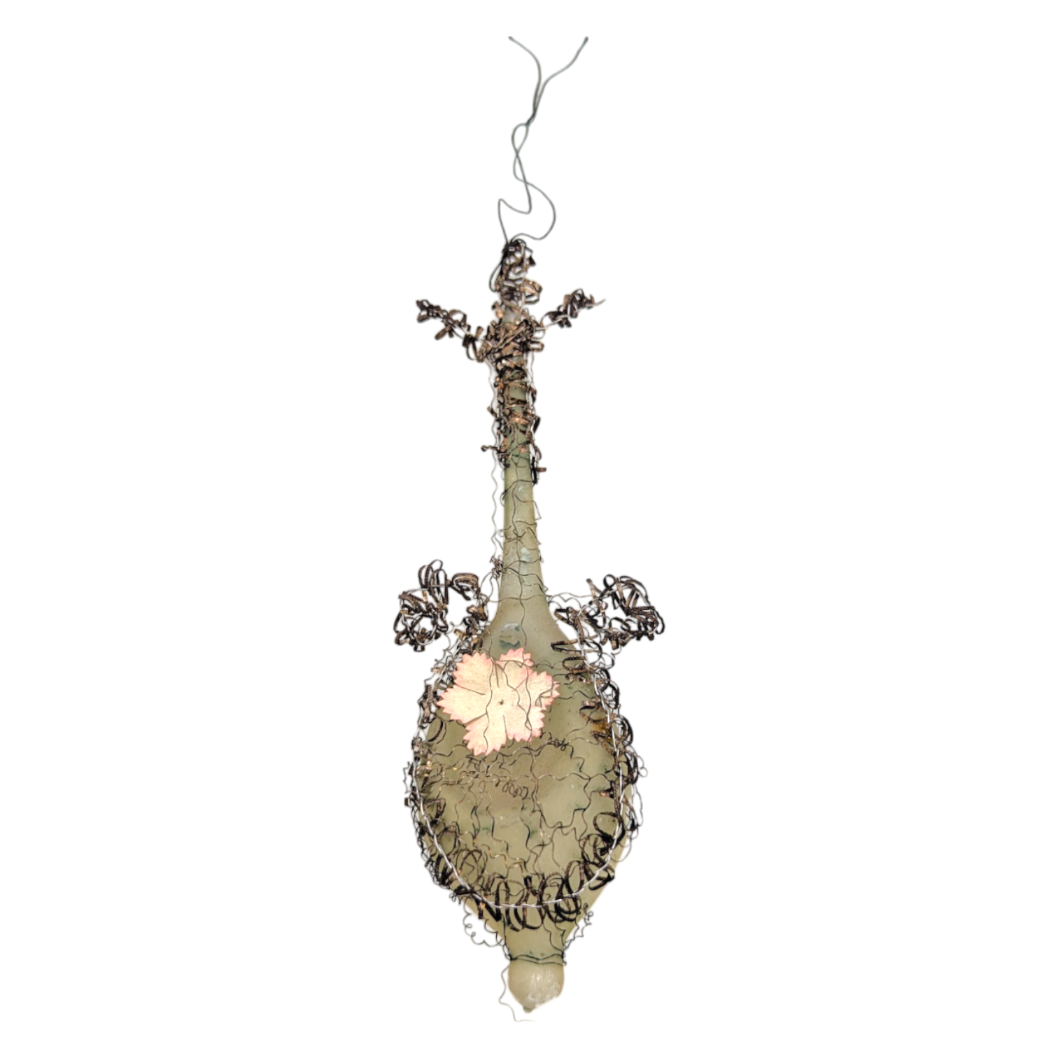 Antique Victorian Glass Lute Ornament