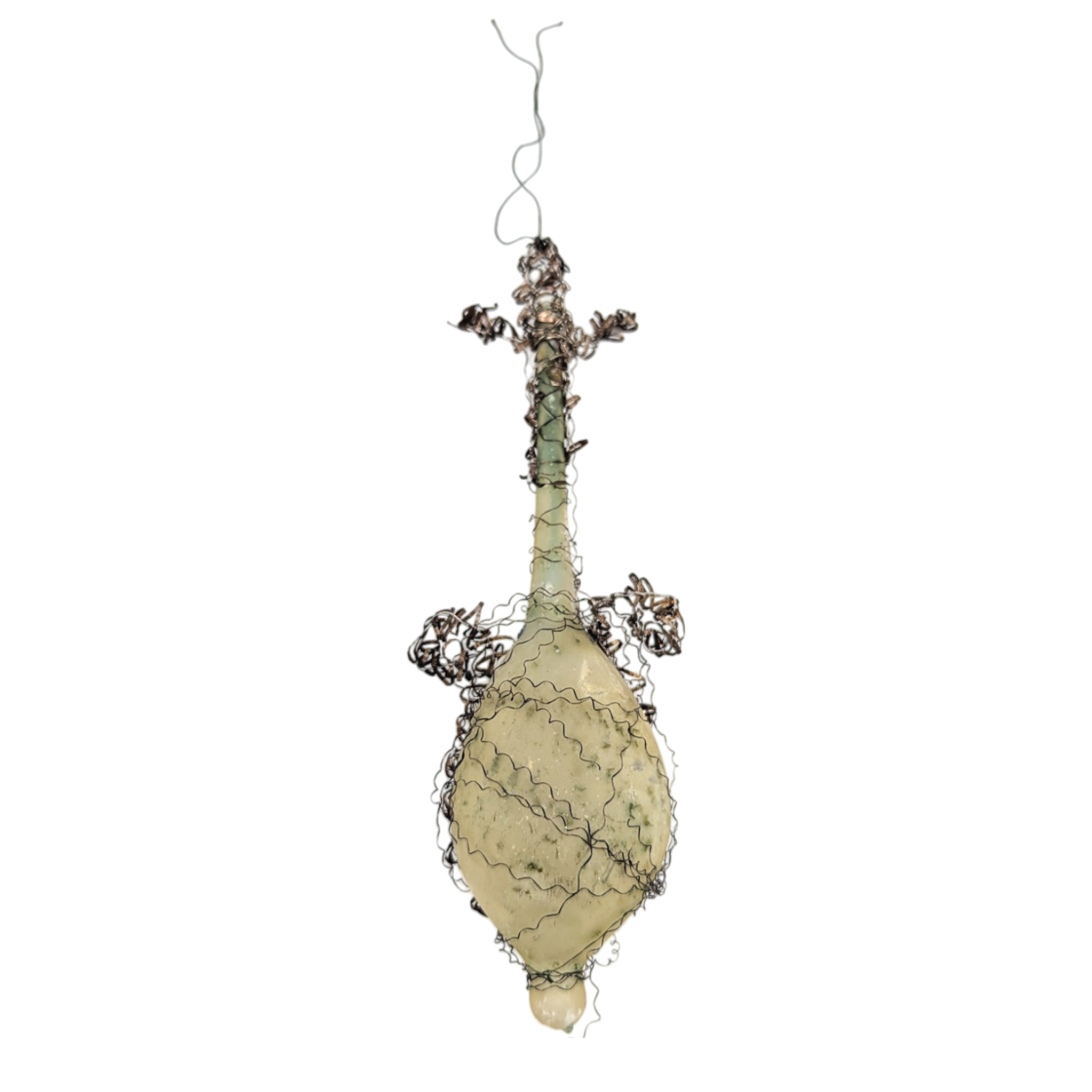 Antique Victorian Glass Lute Ornament