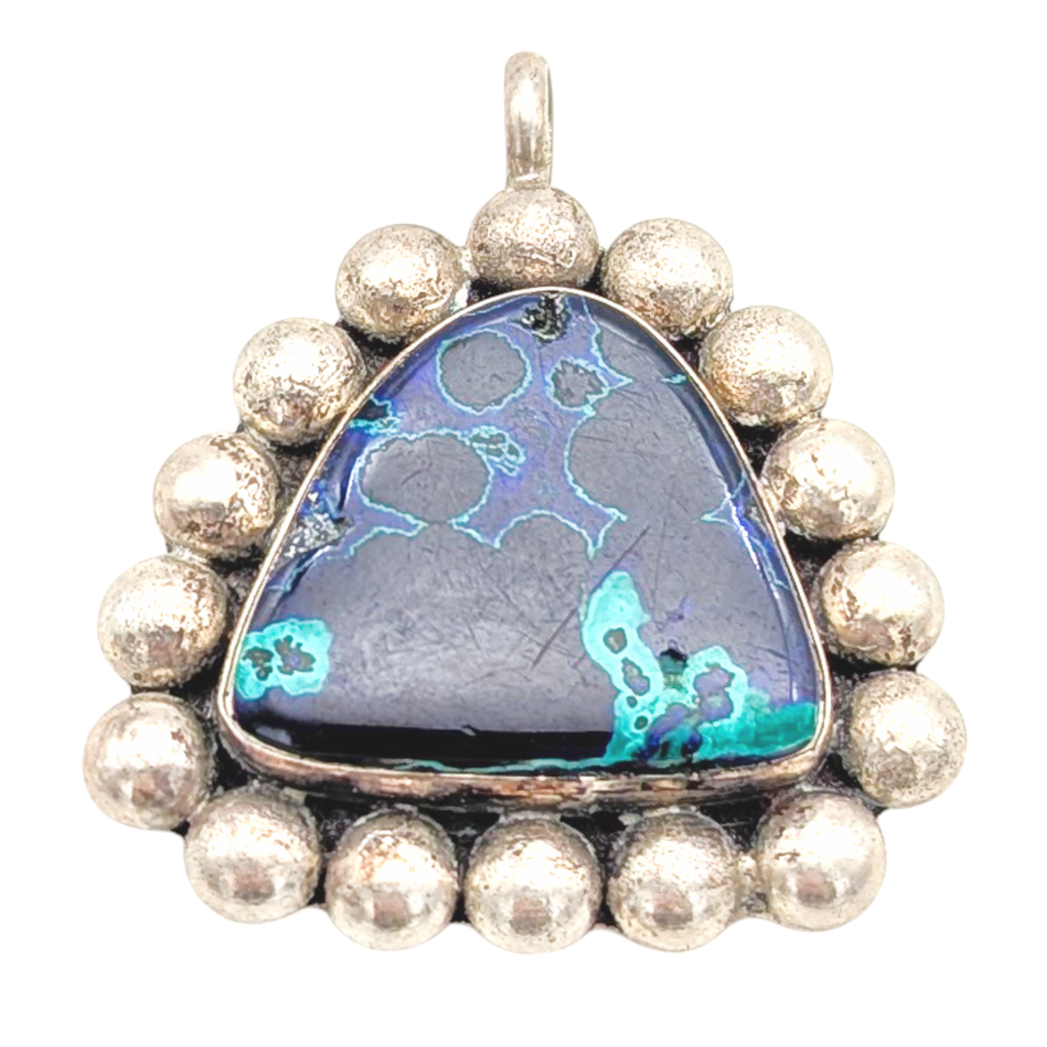 Sterling Silver Azurite in Malachite Pendant