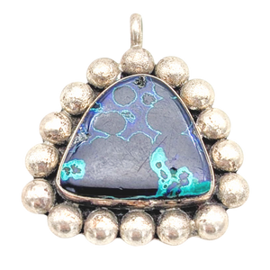 Sterling Silver Azurite in Malachite Pendant