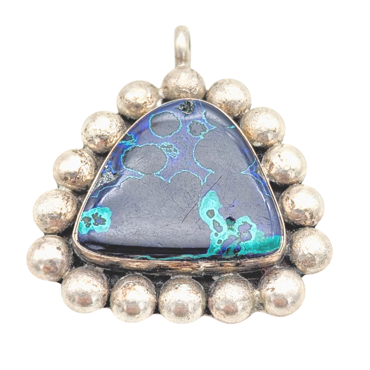 Sterling Silver Azurite in Malachite Pendant