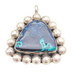 Sterling Silver Azurite in Malachite Pendant