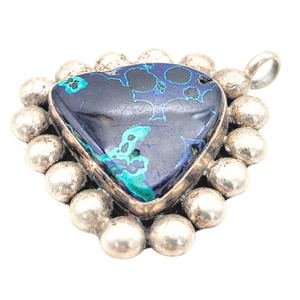Sterling Silver Azurite in Malachite Pendant