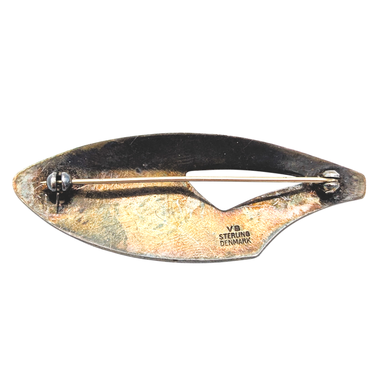 Vintage 925 Silver Danish Enamel Modernist Brooch