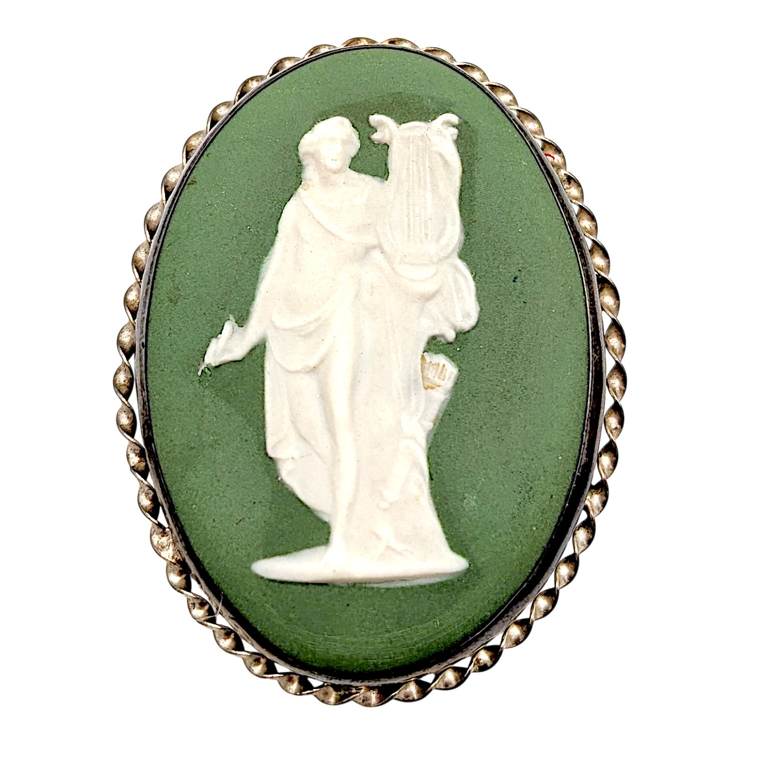 Vintage Sterling Silver Wedgwood Jasperware Brooch