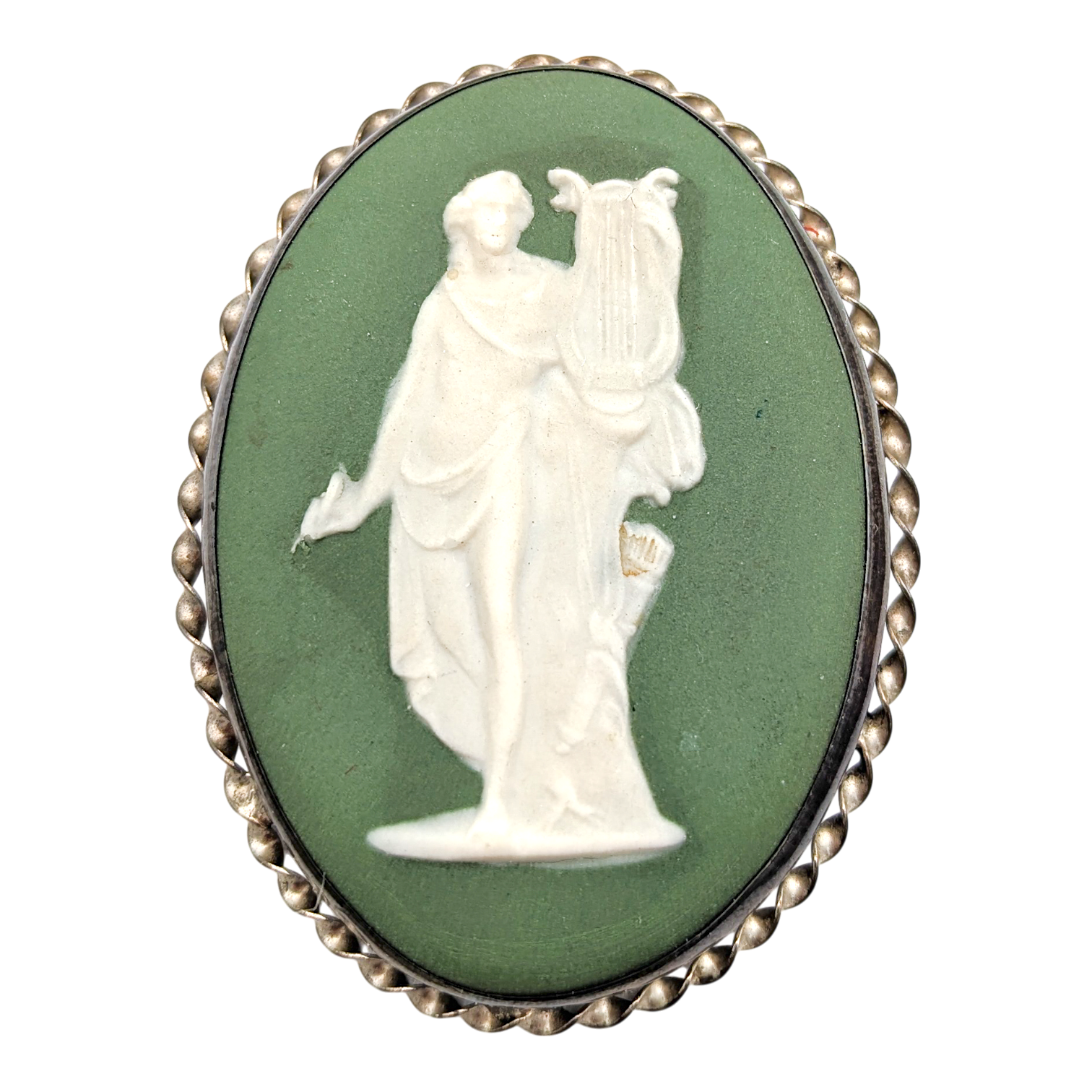 Vintage Sterling Silver Wedgwood Jasperware Brooch